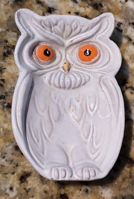 4½'' Horned Owl Spoon Rest Off White Pottery Bob James 1985 Album Cover Damaged