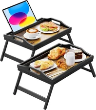 2 Pack Breakfast in Bed Tray for Eating, 16.92 X 12.6 Inch Bed Table Tray