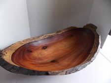 21,5" Belize Hand Turned Natural Live Edge Wood Bowl Rustic Signed