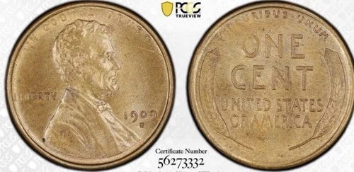 1909-S 1C PCGS MS 62 BN Lincoln Cent With Lustrous Surfaces