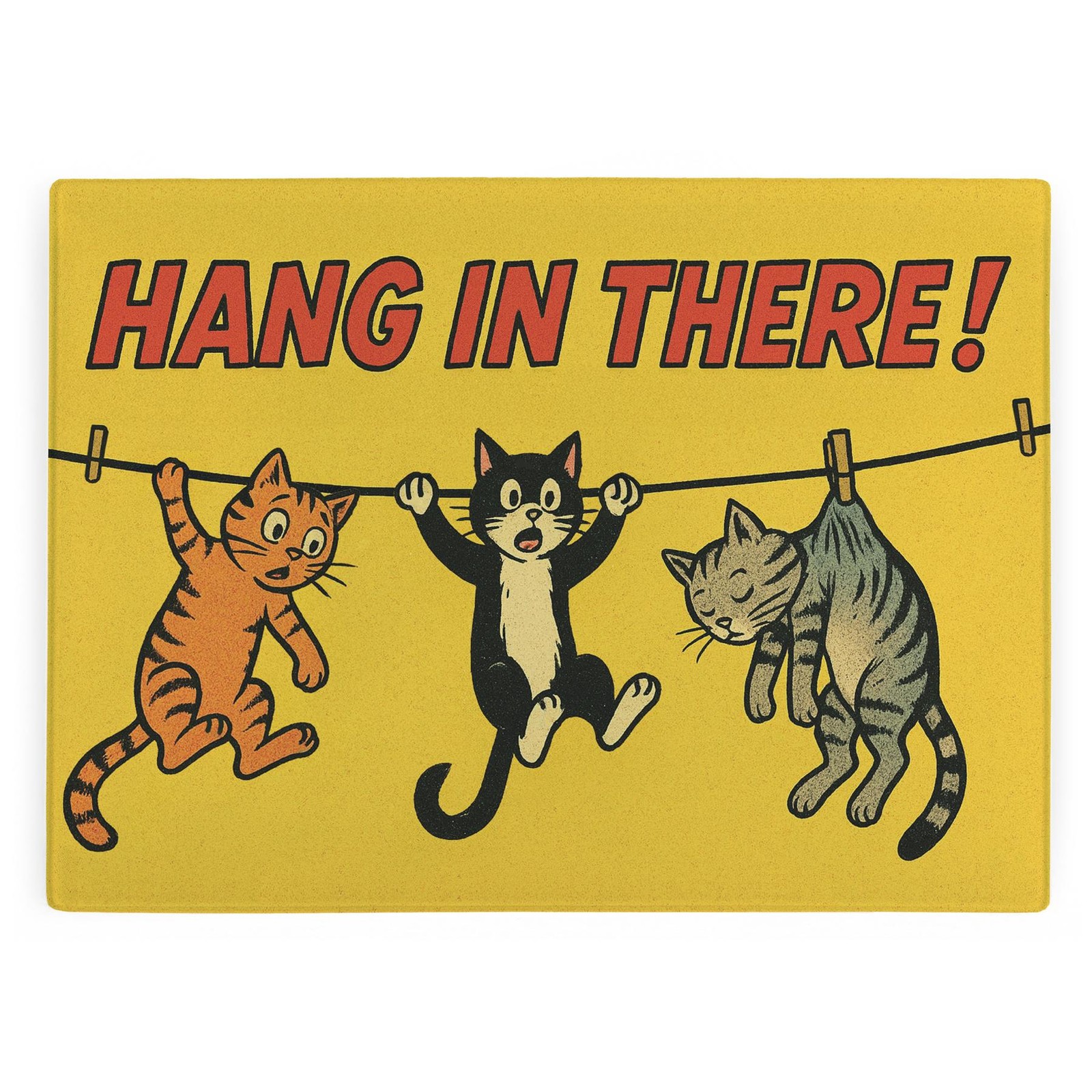 Retro Cats Glass Worktop Saver - Large Smooth Kitchen Chopping Board Gift