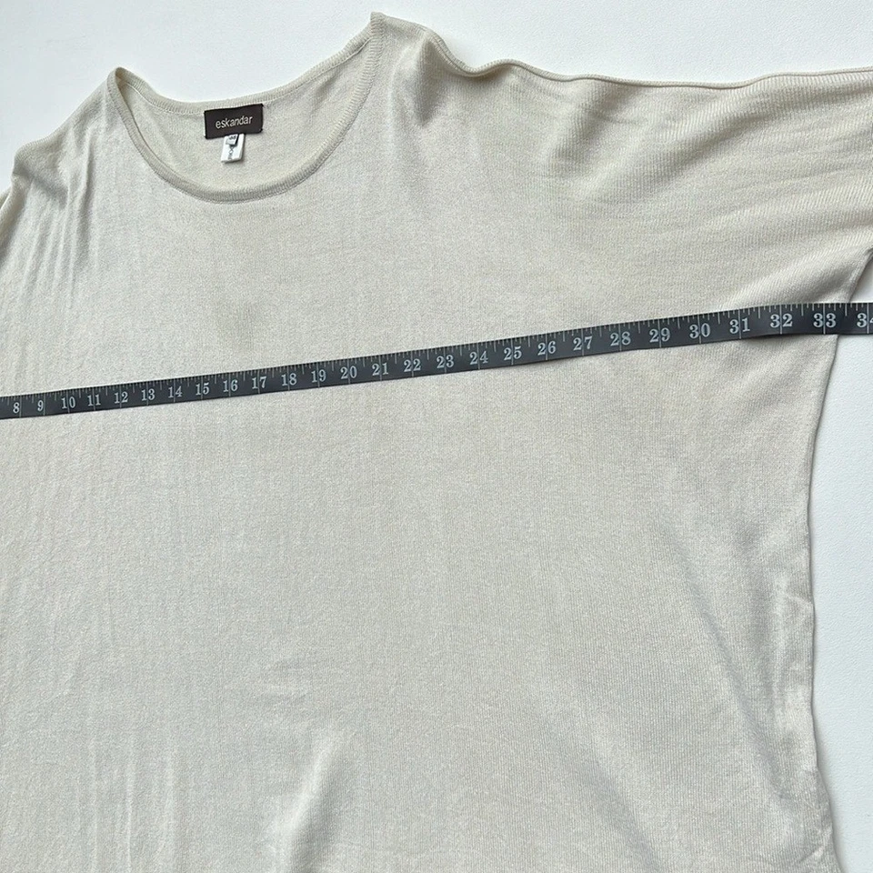 Suéter Eskandar Crema Gran Tamaño 100% Seda Manga 3/4 Talla Única Lagenlook Foto 2 de 4