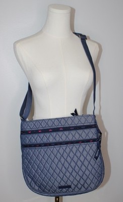 VERA BRADLEY Trio Zip Hipster Moonlight Navy Crossbody Purse Bag Microfiber $95