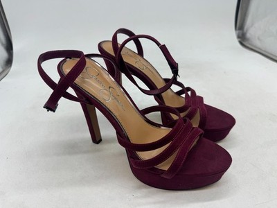Jessica Simpson Balina Sandals Women's Burgundy Slip On Ankle Strap - 8.5