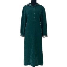 Vintage Presige corduroy plaid collared maxi dress button front Cottagecore S