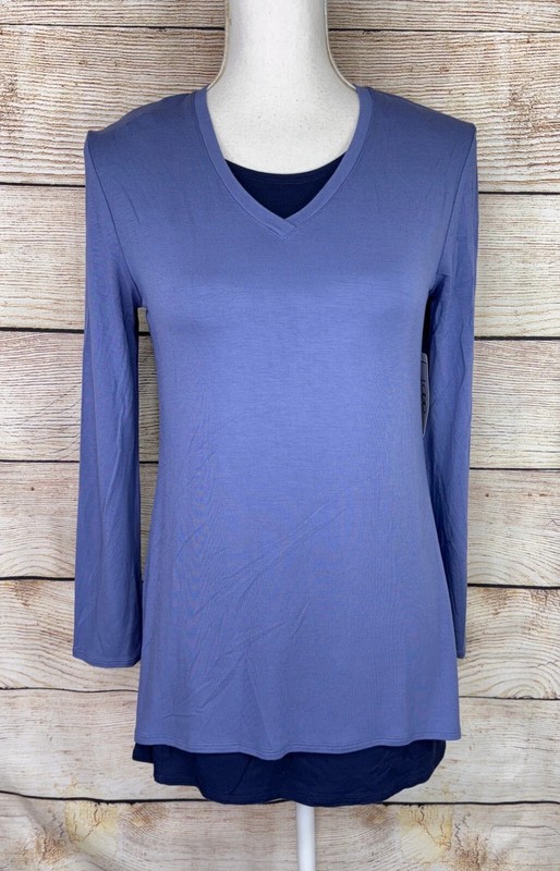 New! LOGO Littles Youth 2XL (14/15) SOFT 2-fer LS Blouse w/ Navy Tank Top NWT