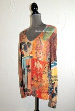 Desigual Pullover  Bunt V-Ausschnitt   gr. XXL   42 44   Hippie  top