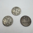 Lot of 3x Walking Liberty Half Dollars 90% Silver 1935S, 1944P & Unknown Year D