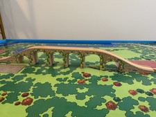 OrbriumToys Wooden Railway 6 Arch Viaduct Bridge 3 Pieces