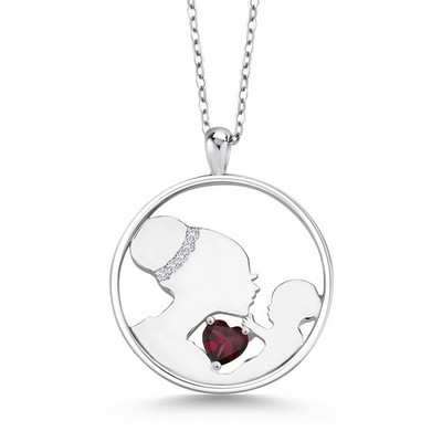 Keren Hanan Mother and Child 0.60 Ct Rhodolite Garnet E-F Lab Grown Diamond 925