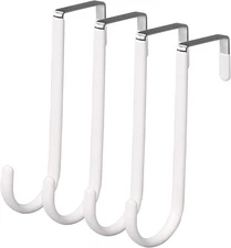Over the Door Hooks, 4 Pack Hangers Hooks with Rubber Prevent Scratches Heavy Du