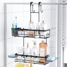 Over the Door Shower Caddy Hanging: No Drill Rustproof Shower Organizer Includ