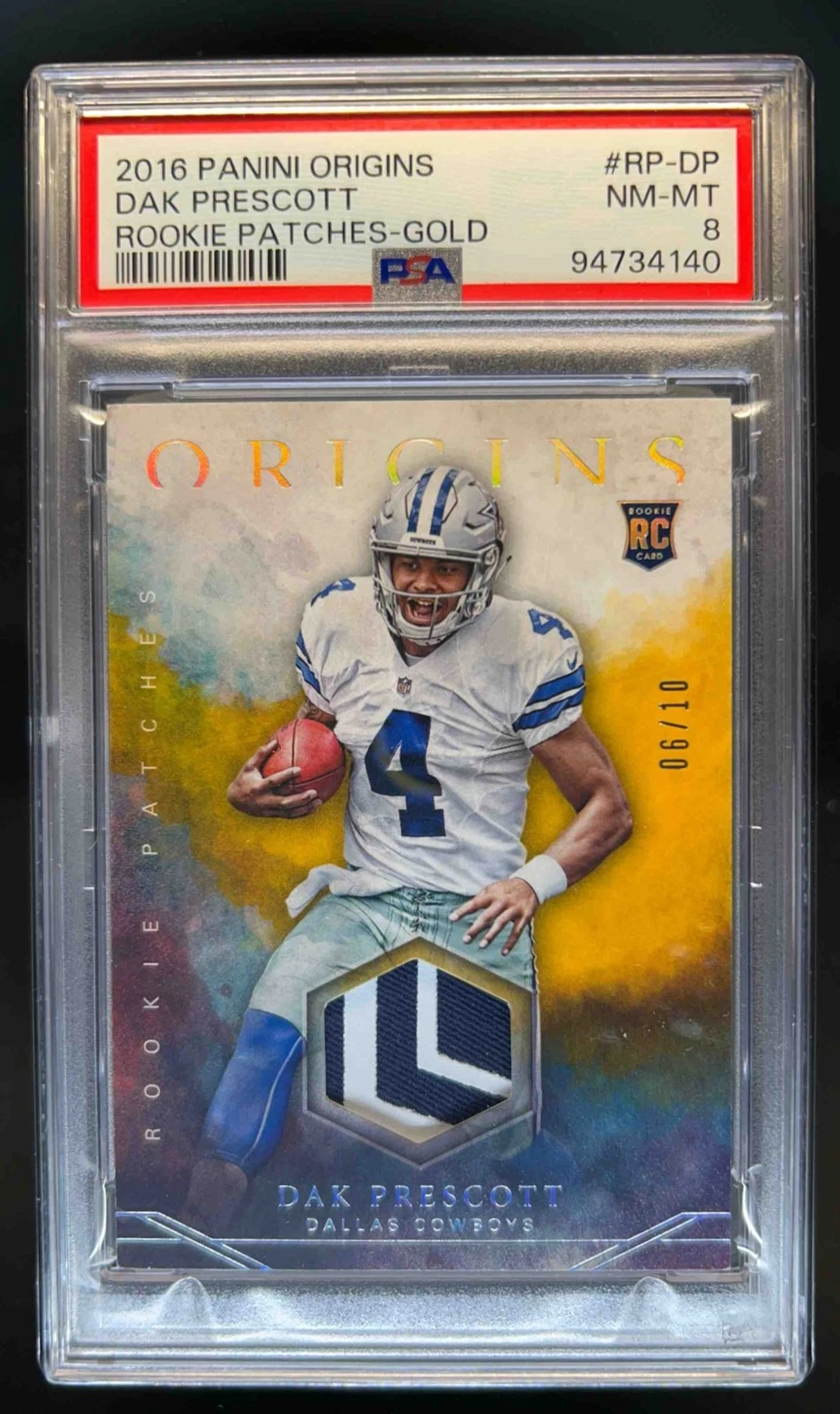 Dak Prescott Panini Origins Rookie Patches #RPDP Gold