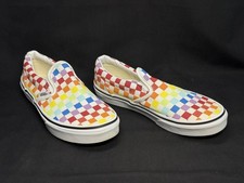 Vans Classic Slip-On Shoes Youth Size 4 Rainbow Checkerboard Low Top Canvas