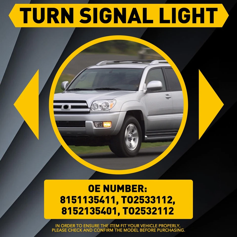 Conjunto de luces de señal de giro para parachoques delantero Toyota 4Runner 2003-2005 luces DRL Foto 3 de 4