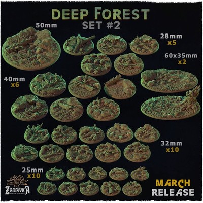 Deep Forest Base Topper für Miniaturen + Wargames.  Viele Größen Resinbasen