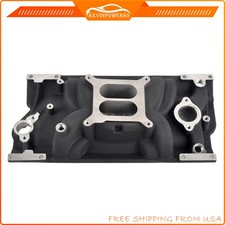 Black Dual Plane Intake Manifold For 96- Sbc Chevy 350 383 327 5.0l 5.7l Vortec