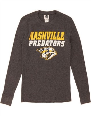 NHL Damen Grafik Top Langarm UK 10 Small Grau Baumwolle DT63