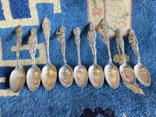 Vintage LOT 9 Native American Indian Sterling Silver Spoons Full Figure Chiefs+