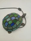 Tiffany Style Stained Glass Turtle Lamp •Blue Green Mosaic Shell VTG Accent lite