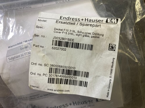 ENDRESS HAUSER 52027002 COVER F15 316L SIGHT GLASS GASKET Ersatzteil/spare part - Picture 5 of 8