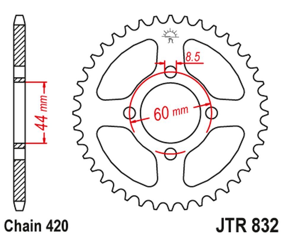 Pignon arrière JT 832 48 dents pour chaîne de transmission Yamaha DT 50