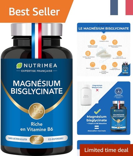 Complément Alimentaire NUTRIMEA Magnésium Bisglycinate + Vitamine B6 - 90 Gélules - Date 11/2027