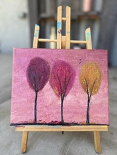 Original Oil Painting - Pink trees 8x10