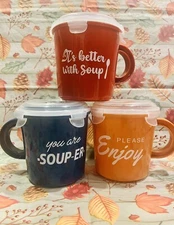 3x SureFresh Plastic Soup Mugs with Clip-Lock Lid Microwaveable