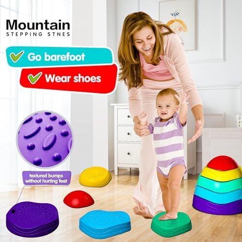Stepping Stones for kids ,5Pcs Non-Slip Plastic Balance ,Stepping Stones for Tod - Picture 2 of 6
