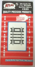 ATLAS-#523-CODE 83-SNAP-TRACK-1 1/2 STRIAGHT SECTION (4 PCS)-HO SCALE