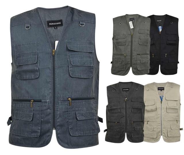Multi Pockets Utility Vest Waistcoat Gilet Mens Fishing Hunting