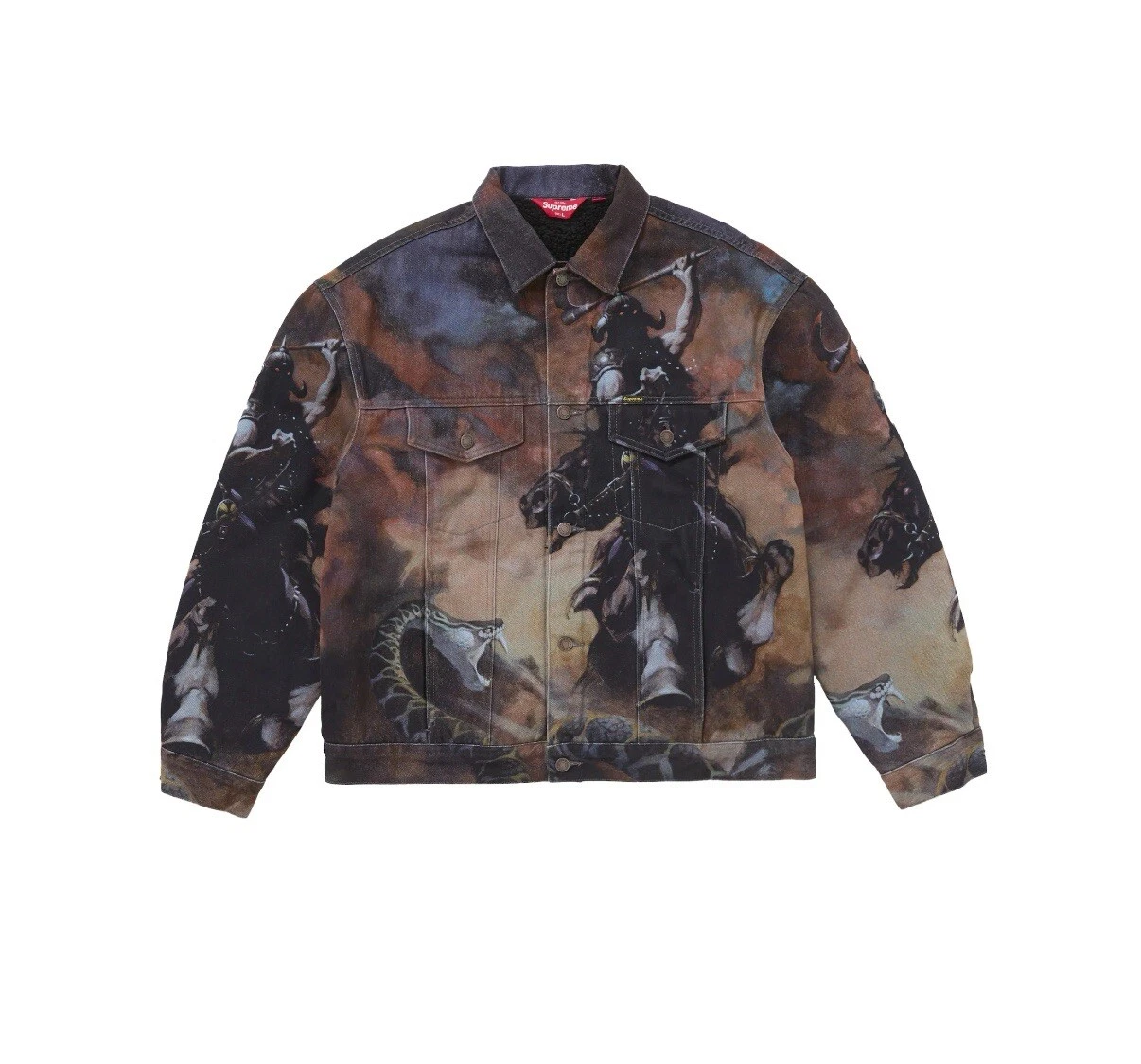 Veste camionneur Supreme x Frank Frazetta fausse peau de mouton taille L à la main !!️