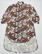Paisley Floral Oversized High Low Tunic Shirt Size M Boho Hippie Festival Spring
