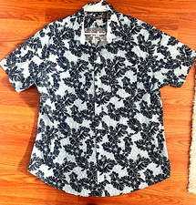 Men  s Van Heusen Blue Floral Short Sleeve Button Up Shirt XL 17-17 1/12