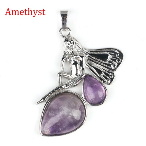 Fee Elf Quarz Kristall Wassertropfen Edelstein Anhänger DIY Schmuck Geschenk - Bild 13 von 28