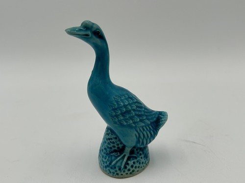 Small Early 20th Century Chinese Glazed Ceramic Blue/Turquoise Duck & Horse - Picture 2 of 13