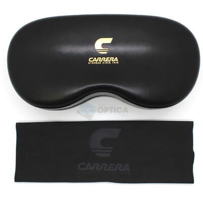 NEW CARRERA Glasses Case Sunglasses Hard Shell Black w/Cleaning Cloth Authentic