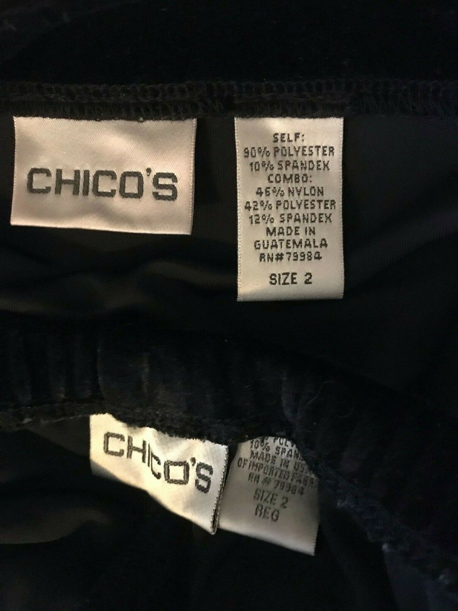 Chicos 2 Piece Black Velvet Pant Suit with Front and Ankle Detail
