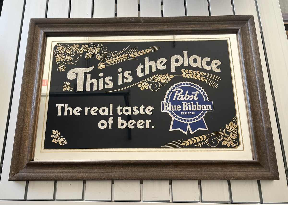 1986 Pabst Blue Ribbon Beer Vintage Mirror 21”x15” | eBay