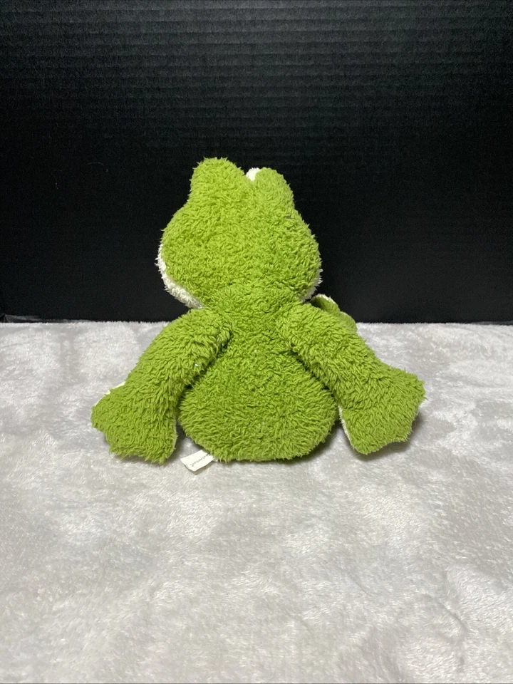 Animal Adventure Green Frog Plush Yellow Eyes Floppy Shaggy Soft Bean Bag Toy - Image 4 of 4