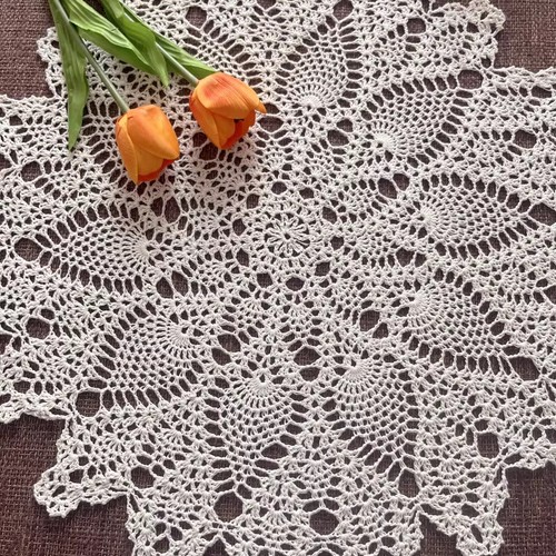 23" Vintage Hand Crochet Lace Doily Round Table Mats Flower Tablecloth Wedding - Picture 13 of 18