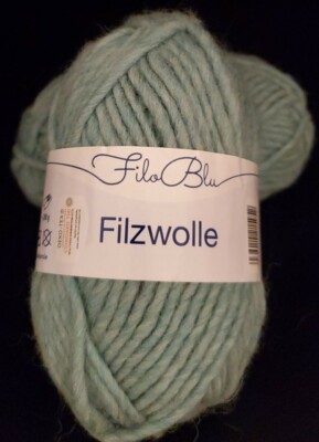 2 SKEINS/BALLS OF FILLO BLU FILZWOLLE FELTING WOOL) YARN - COLOR #205 MINT GREEN