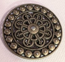 Vintage Ladies Belt or Sash Buckle Boho Mandala Round Antiqued Brass Look AMAZE 