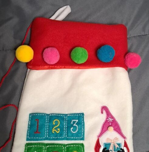 Christmas Advent Calendar Stocking Knome Pocket 24” Countdown Candy Cane - Picture 16 of 24