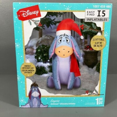 Gemmy Eeyore Airblown Disney Christmas Wearing Santa Hat Scarf  Inflatable