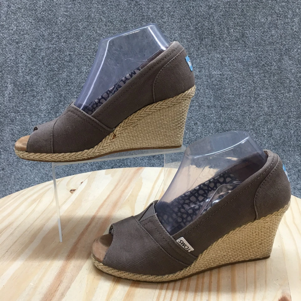 TOMS 高跟鞋女式 8 Calypso 休闲懒人鞋楔形鞋露趾高跟鞋灰色 — 第 2/4 张图片