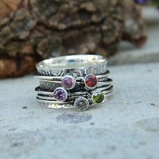 Amethyst, Peridot Gemstone 925 Sterling Silver Handmade Ring Jewelry EM- 529