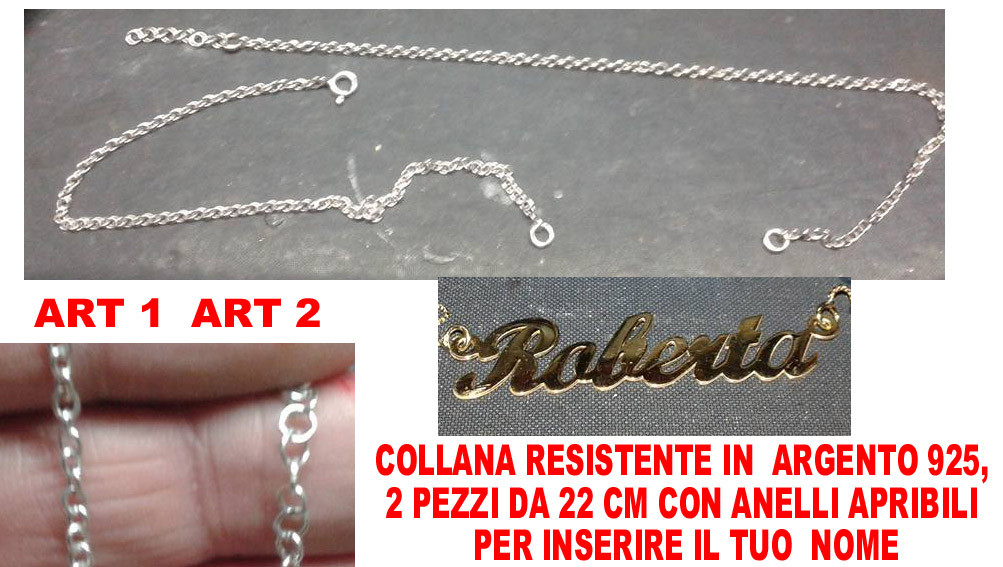 Collana donna rolo'con nome argento 925 placcato oro -spedizione gratis in 7 gg Collana donna rolo'con nome argento 925 placcato oro -spedizione gratis in 7 gg
