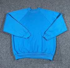 Vintage Fruit of the Loom Sweatshirt Womens XL Blue Blank Crewneck Made in USA